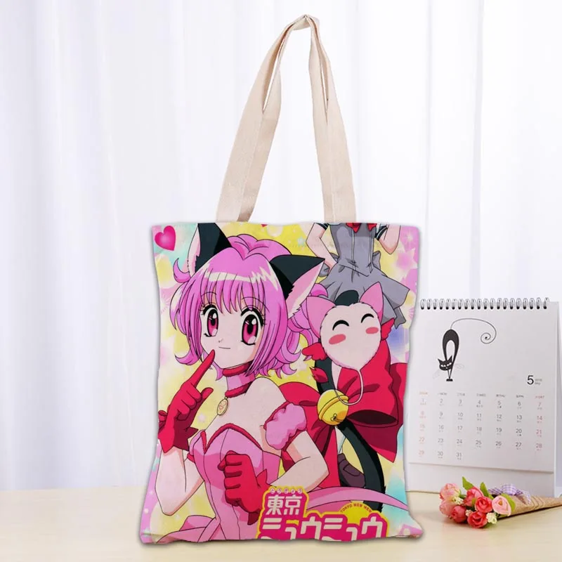 Nuovo Anime Tokyo Mew Mew Tote Bag Borsa per la spesa pieghevole Borsa a tracolla riutilizzabile ecologica grande in tessuto di tela unisex Tote 0719