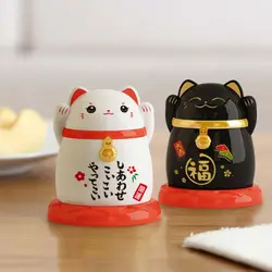 Japanese Cute Cartoon Fortune Cat Toothpick Case Lucky Animal Cat Toothpick Holder Home Table Decoration Storage Box Dispenser