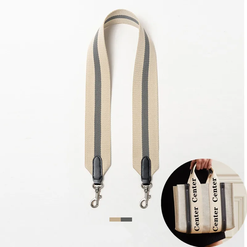 Correia de lona larga e larga listrada, Designer Shoulder Bag Belt, Substituição por couro genuíno, Handbag Parts and Accessory