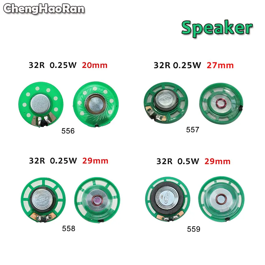 ChengHaoRan 1Piece 0.5W 0.25W 32Ohm Loudspeaker 20mm 27mm 29mm 32R Round Speaker Diameter Small Horn Doorbell Speaker