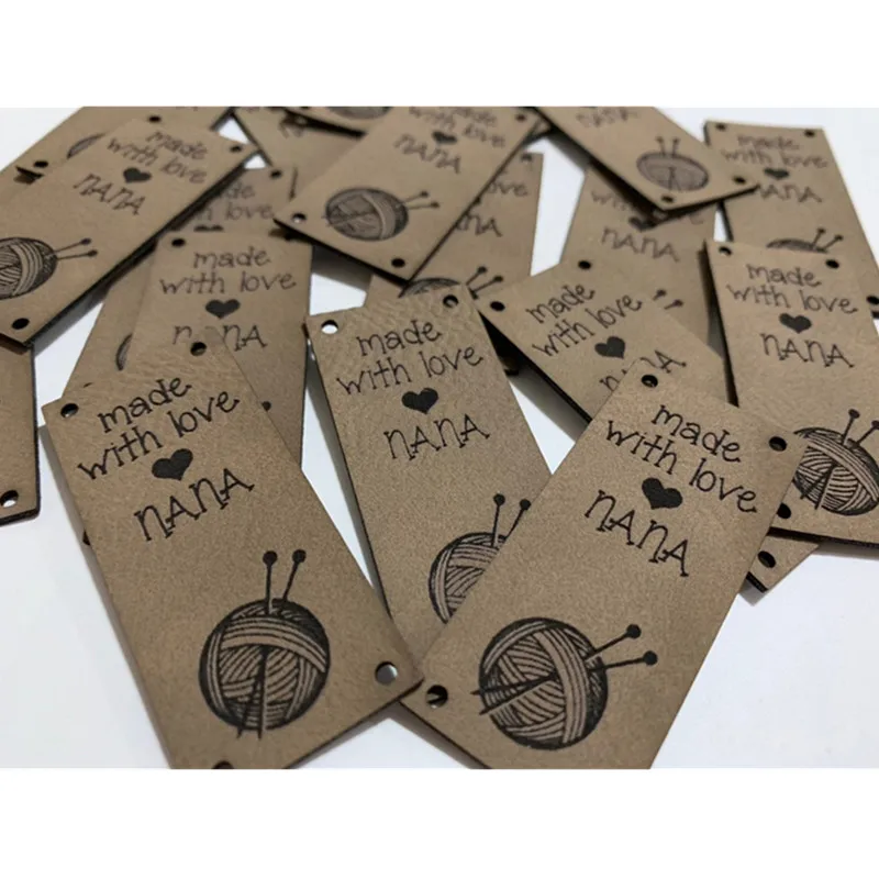 40pcs Handmade Knittting label Custom branding logo Crochet Garment - DIY tags Sewing leather Clothing label Handcraft items