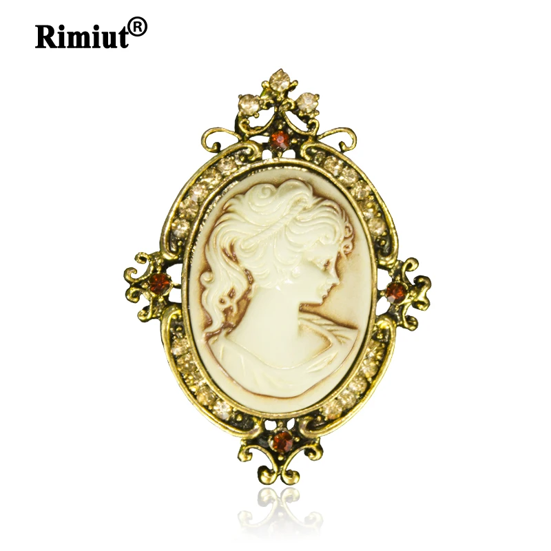 Women Luxury Vintage Brooches Pin Yellow Badges Women Beauty Relief art Crystal Rhinestone Brooch Pins Women Jewelry Accessories