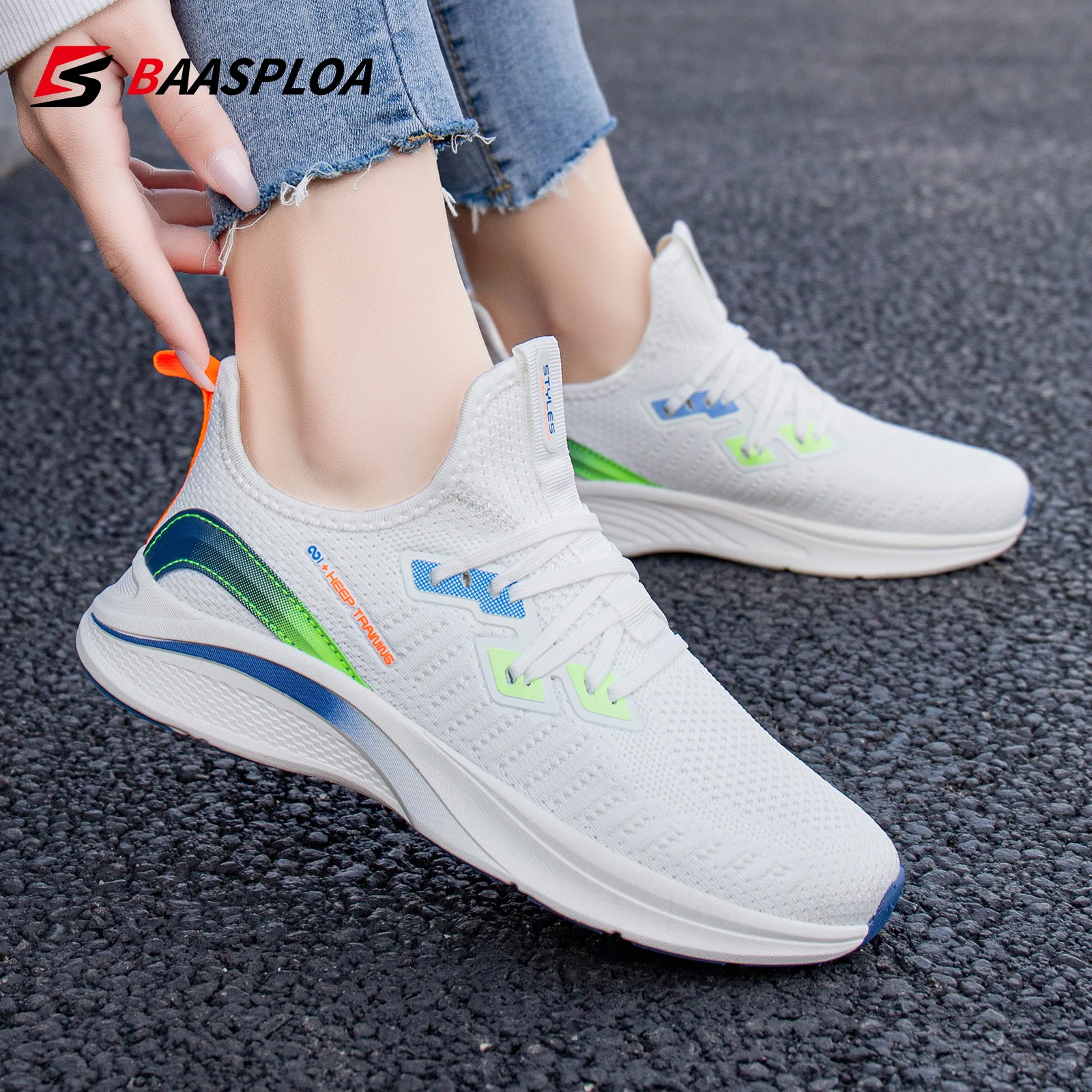 Baasploa-Zapatillas deportivas transpirables para mujer, zapatos informales cómodos para correr, antideslizantes, amortiguadores