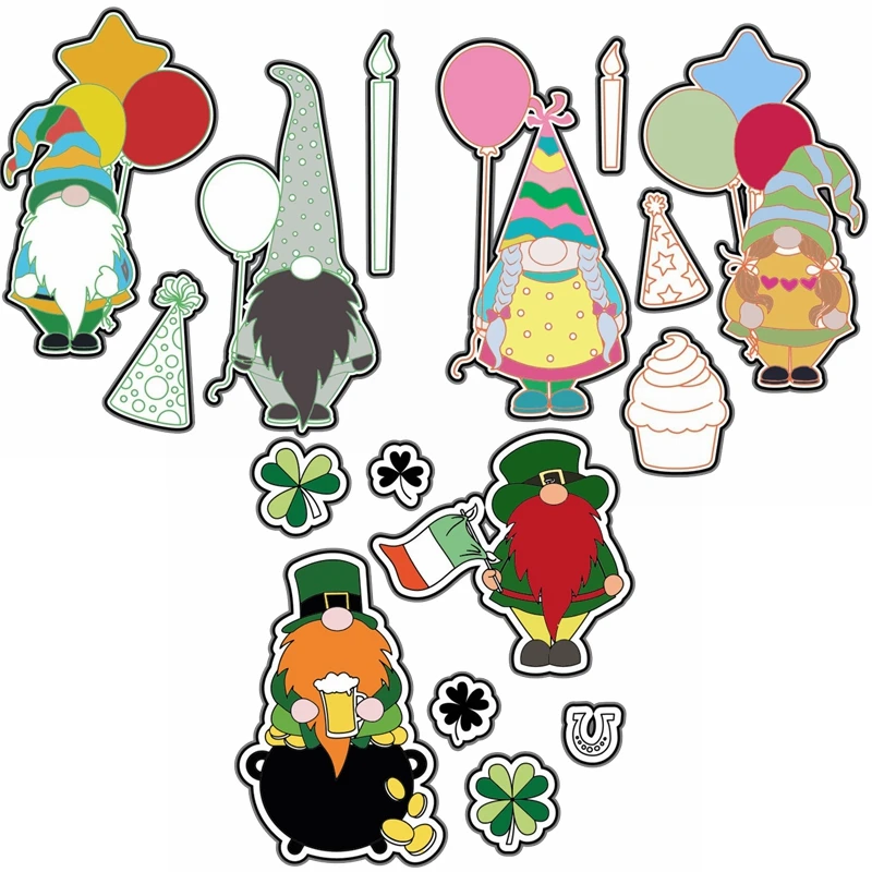 Happy Gnomies Celebrating Birthday Share Luck Shamrocks Stamps and Dies 2020 for Diy Scrapbooking Card Making