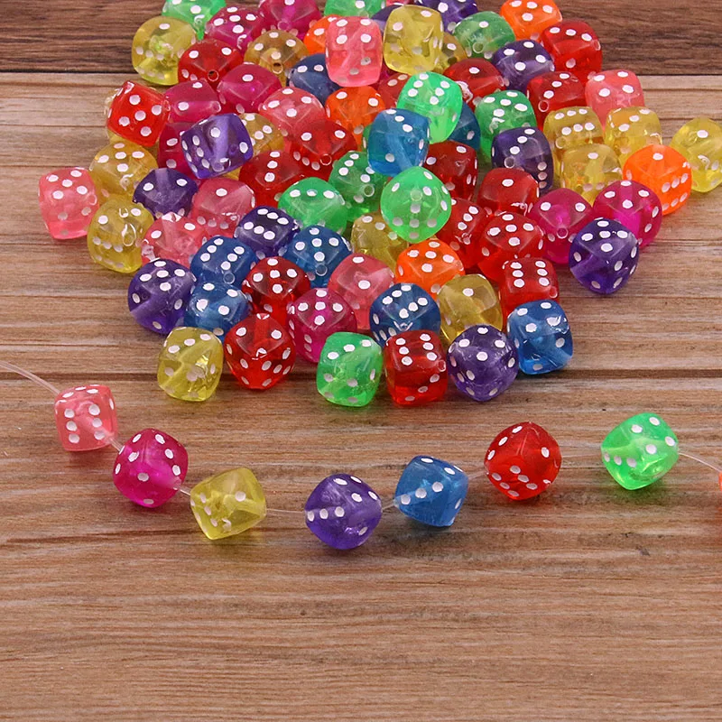 50Pcs Dices 8mm 5 Color Plastic Gaming Dice Standard Six Sided Decider Spacer Beads For DIY Jewelry Making Handmade