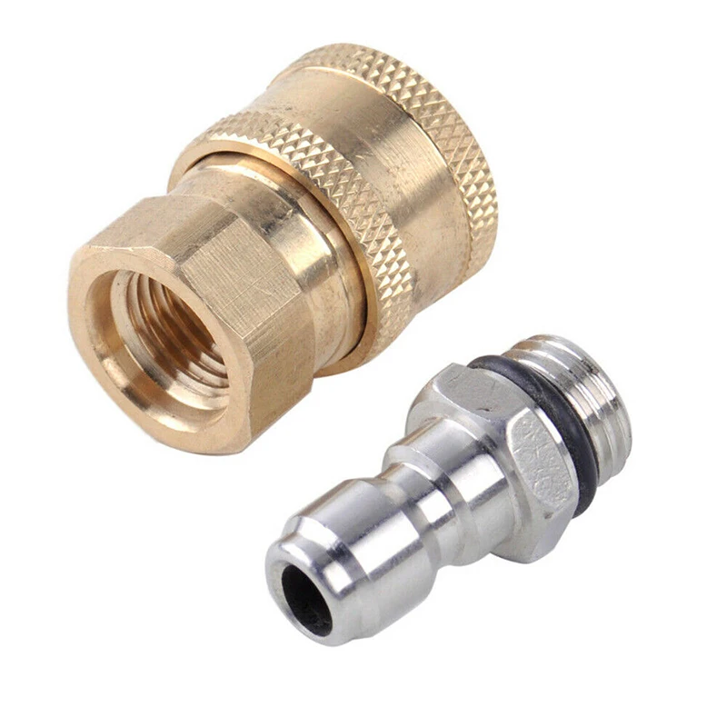 1 Pair High Pressure Washer Adapter Quick Release Coupler 1/4 Male M22/14 Female Plug Brass Connector Garden Hose Car Washer