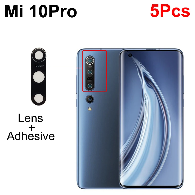 Aocarmo dla Xiaomi Mi 10 10T Pro 10Lite tylny obiektyw aparatu szkło z samoprzylepnymi częściami zamiennymi