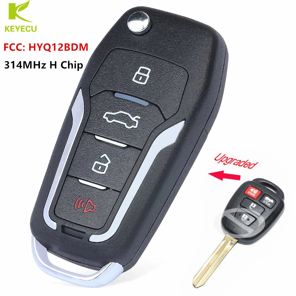 

KEYECU Upgraded Flip Remote Car Key Fob 314MHz H Chip for Toyota Camry Corolla 2014-2016, 2013-2015 Rav4 FCC ID: HYQ12BDM