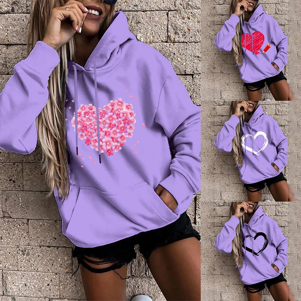 Fashion Hoodie Sweatshirt 2021 Fall New Womens Casual Hooded Pullover Sweater Hoodie Poly-cotton Sweater Long Sleeve Clothes