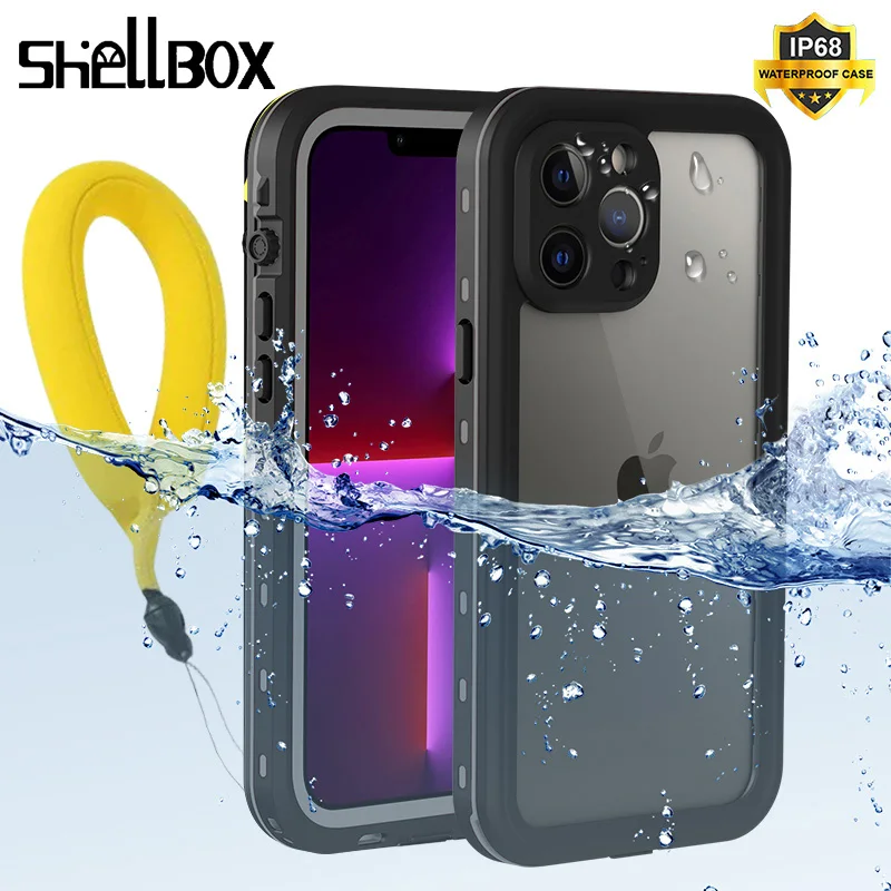 Shellbox Waterproof Case for iPhone 14 Pro Max 13 12 Mini Underwater Full Cover for iPhone 11 Pro Max Luxury Shockproof Case