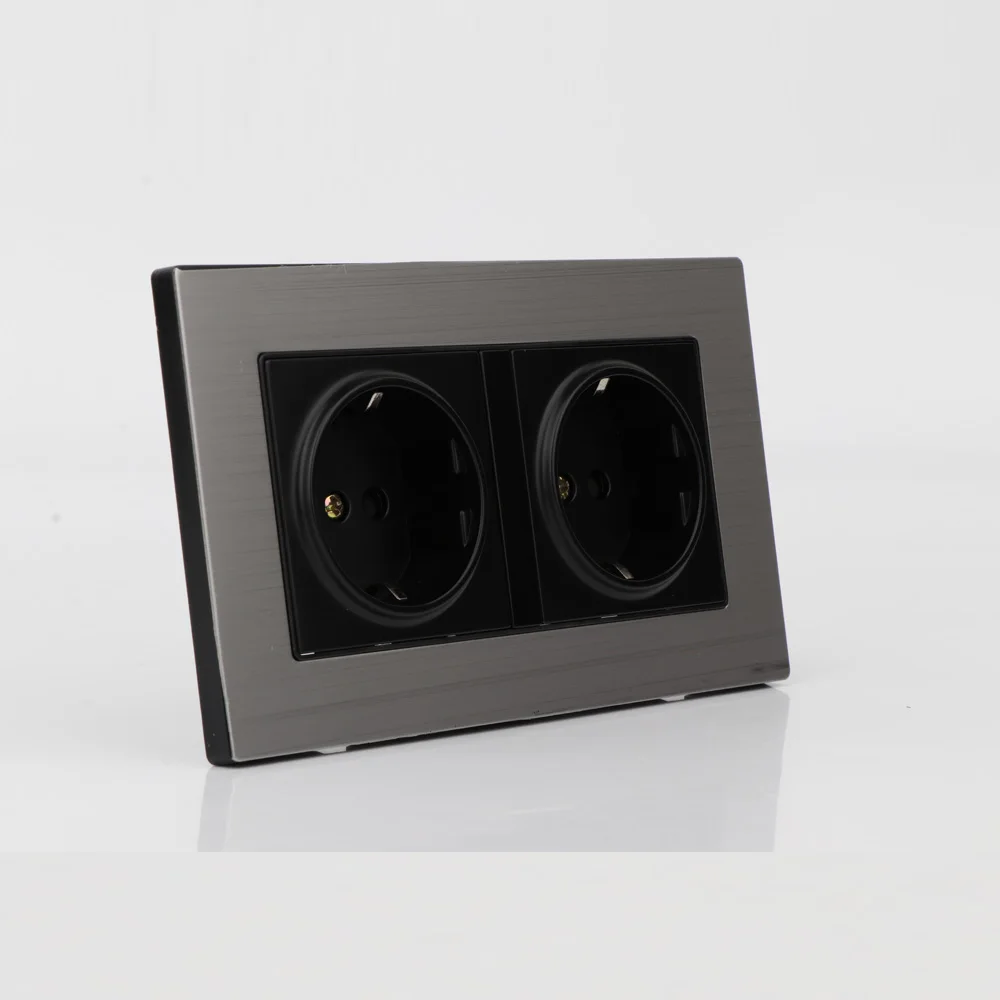 EU Double Power Socket Schuko, Schuko Power Panel, 16A EU Standard Wall Outlet