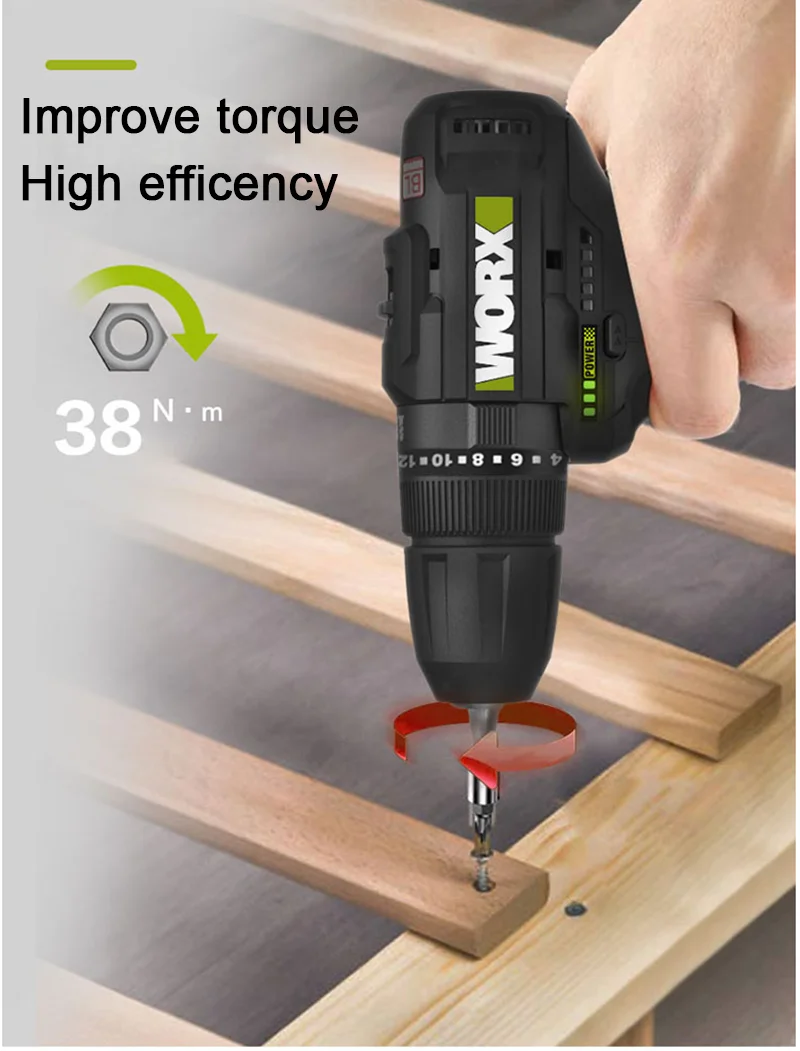 WORX WE211 10 مللي متر 12 فولت بطارية ليثيوم بدون فرشاة تأثير الحفر مفك الحفر الخشب/الخرسانة/الصلب سائق-الصناعة/الحديقة-أدوات