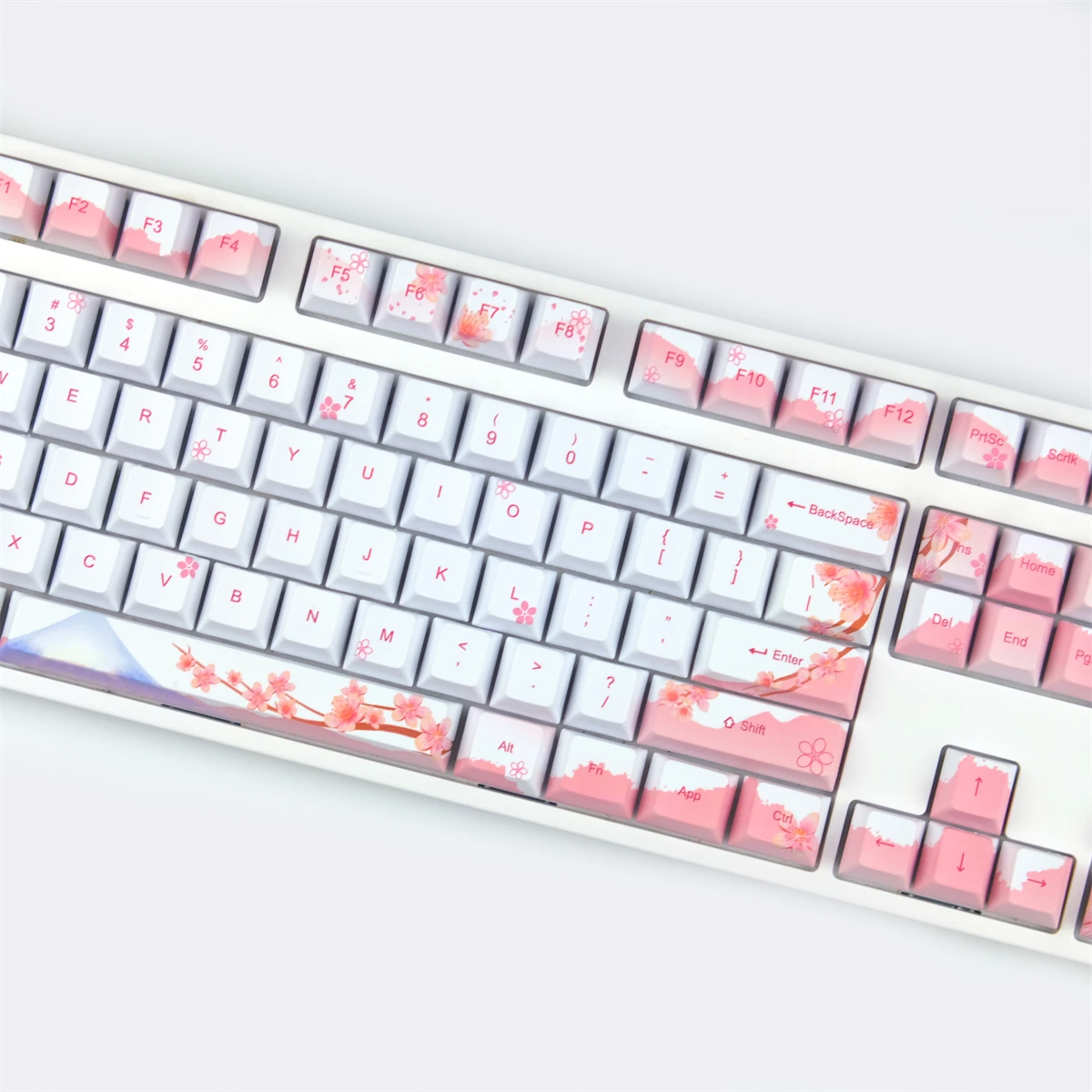 108 Keys Sakura Keycaps PBT 5 Face No Root Dye-Sublimation Keycap Cherry Profile For GH60 64 68 84 96 87 104 Layout Keyboard