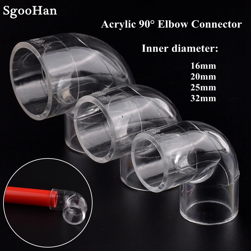 1PC ID. 20/25/32/40/50mm Acrylic Pipe Aquarium Fish Tank Joint End Plug PMMA Watering Supply Plexiglass Elbow Tee Connector