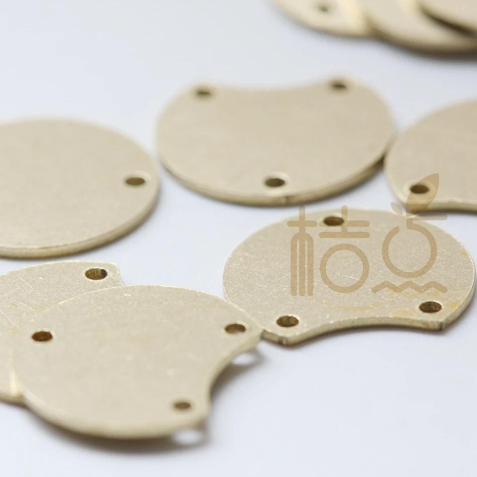 6 Pieces Laser Cut Solid Brass Circle Charm with 3 Holes - 16x14mm (4501C)