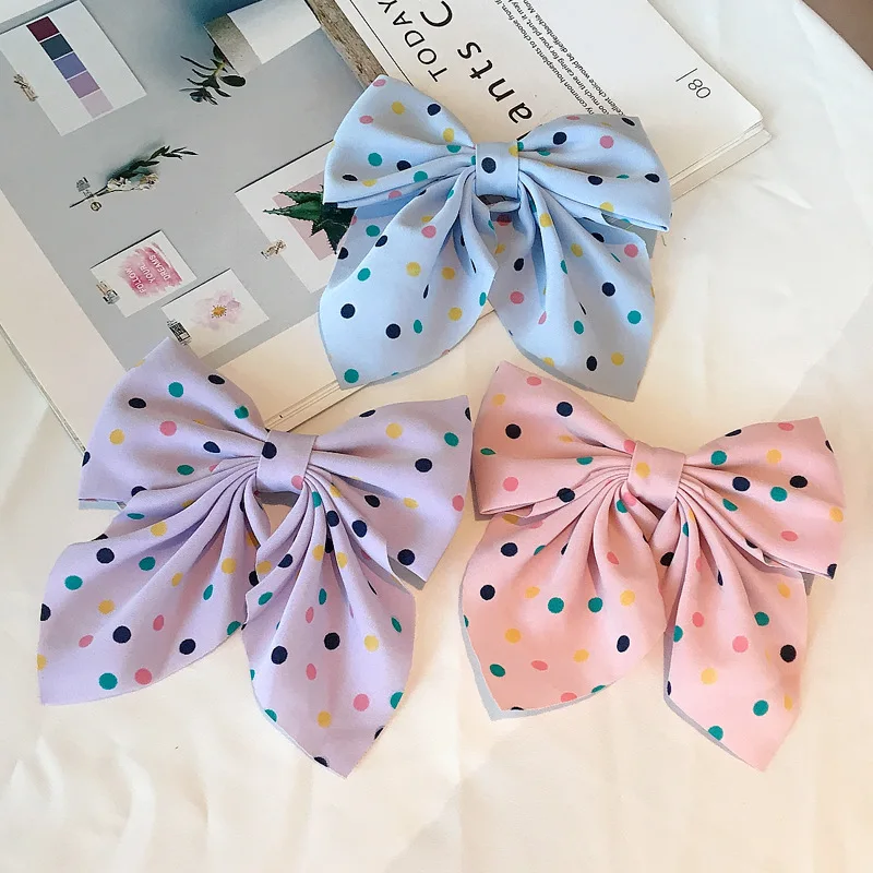 Korean Bow Knot Spring Hair Clips Women Girls Retro Round Point Hairpin Ponytail Barrettes Sweet Styling Headwear Accessories