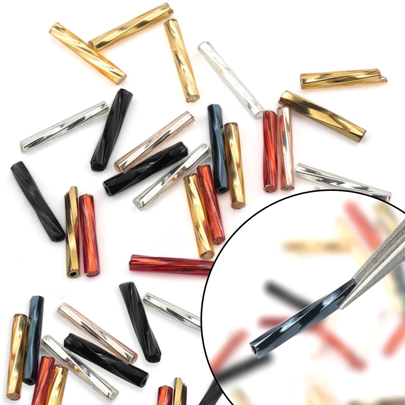 New Size 30g/bag Color Plated 2.5X12.mm Tube bead Glass Garment Seed Beads Accessory Diy Craft