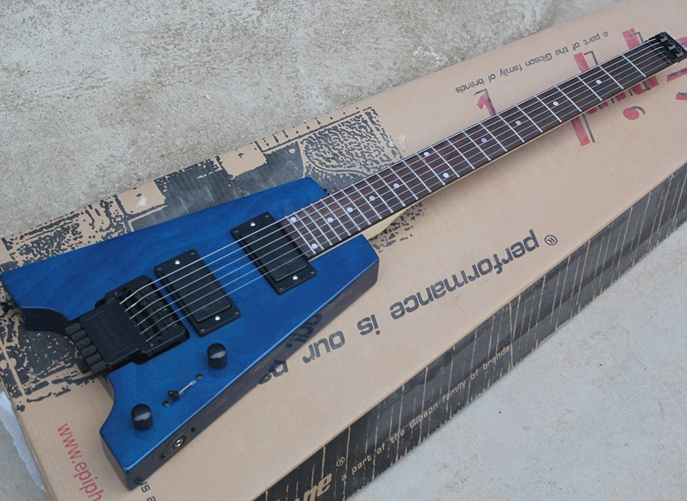 Blue Headless Electric Guitar with Rosewood Fretboard,24 Frets,Customized Logo/Color Available