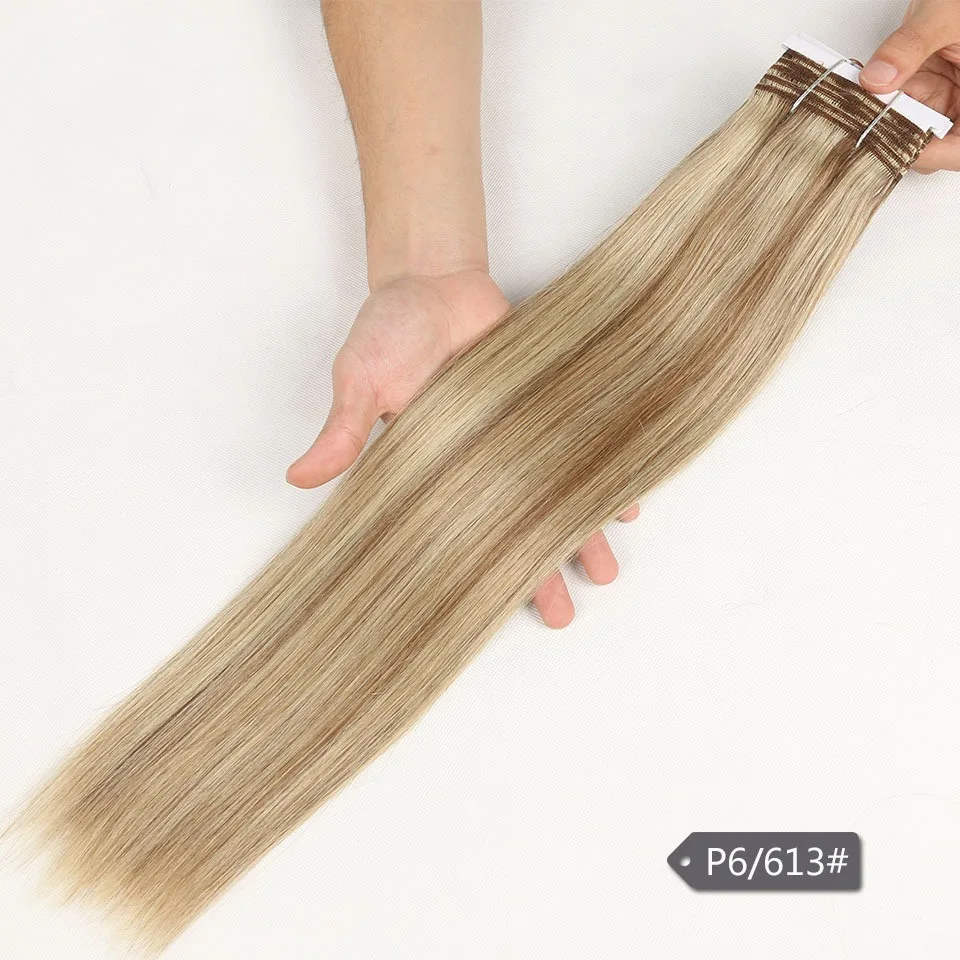 Rebecca Double Drawn Straight Hair P6/613 Blonde P27/613 Brazilian Human Hair Weave Bundles 1 Piece Only Remy Extensions