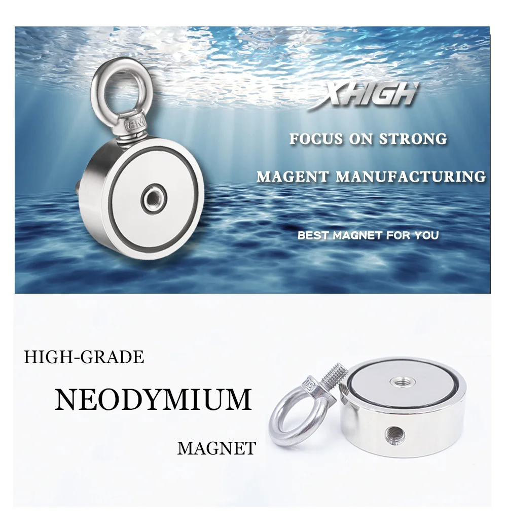 Strong Neodymium Magnet Double Side Search Rare Earth Magnetic hook Super Power Salvage Fishing Magnet  Stell Cup Holder