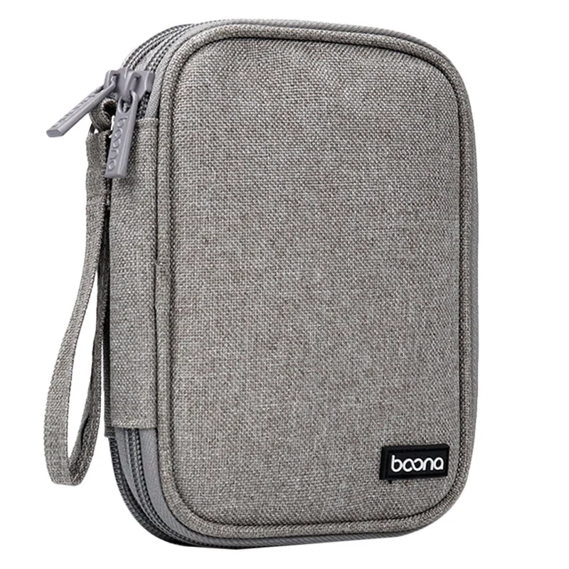 BOONA Portable Hard Disk Storage Bag Double-Layer Multi-Function Storage Box Suitable for Power Bank, Data Cable, Charger