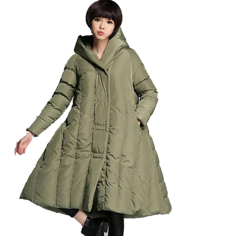 Winter women\'s down coat hem is big for fat people. Large size 10XL puffer jacket black red navy green army green