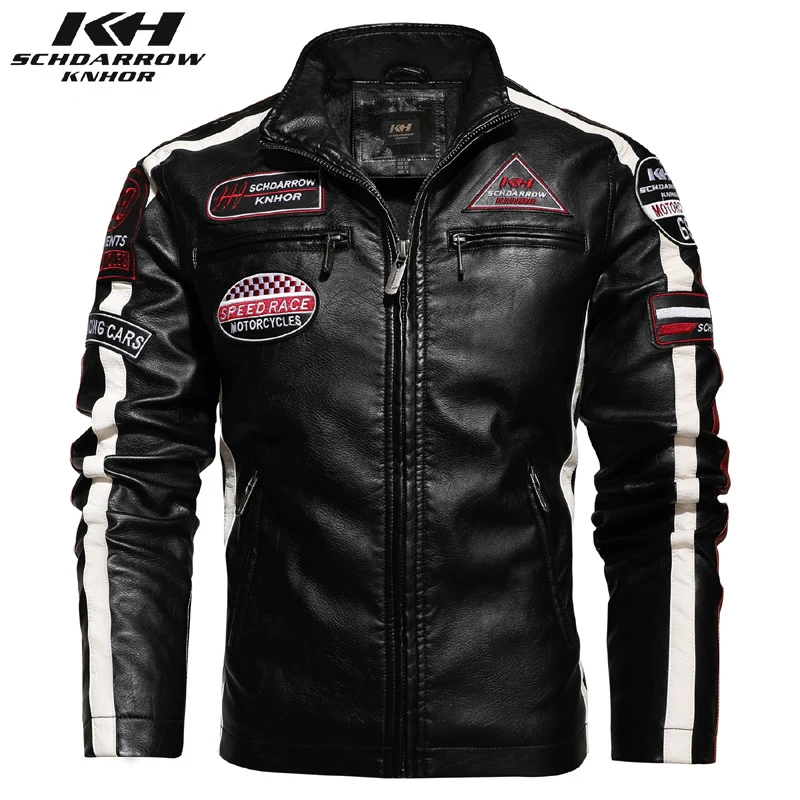 Mens Leather Jackets Autumn Winter Men's Motorcycle Racing Leather Jacket Men Slim High Quality PU Leather Coats Warm Coat Male