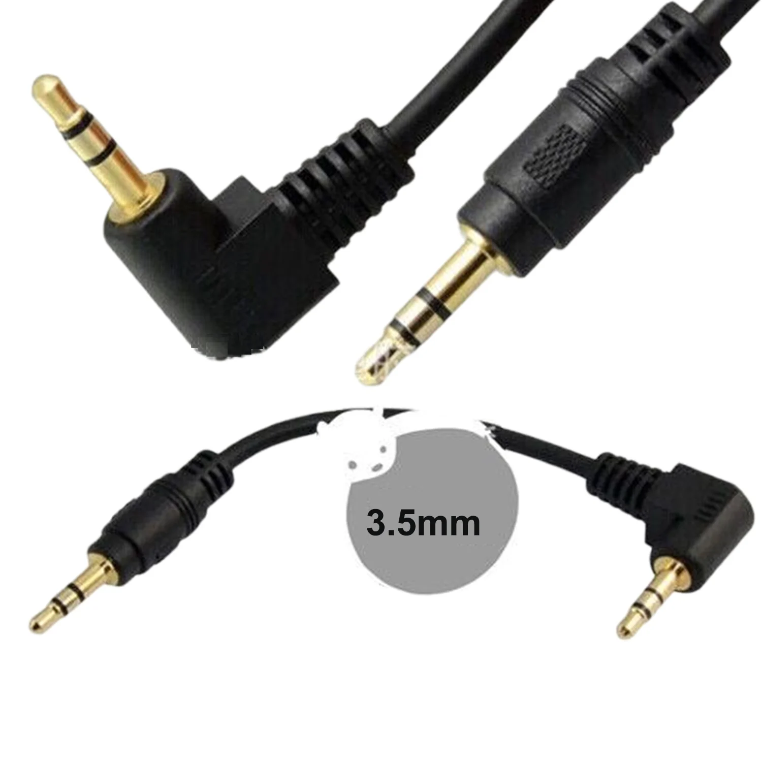 1pc Short 3.5mm Male To Male 90 Degree Right Angled Jack for Car iPod MP3 Aux Auxiliary Audio Cable Cord Line 18cm