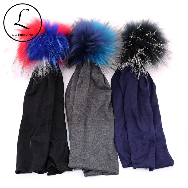 

Casual Winter Women hats Real Fur pompom Hats And Caps New Spring Multi-color Fur Ball Skullies Beanie ladies Girls Slouchy Caps