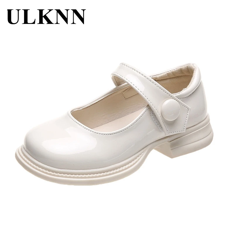 ULKNN Girls leather shoes stage princess shoes performance children's shoes soft bottom non-slip 2023 solid color fashion cute