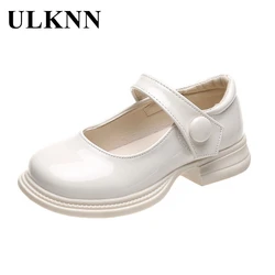 ULKNN Girls leather shoes stage princess shoes performance children's shoes soft bottom non-slip 2023 solid color fashion cute