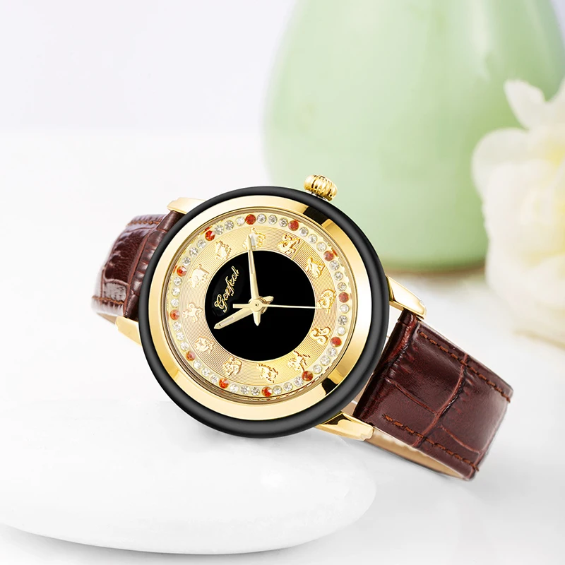 NEW JADE QUARTZ WATCH LADIES WATCHES WATERPROOF WATCH WITH EMBOSSED DECORATION AND APPRAISAL CERTIFICATE RELOGIO FEMININO