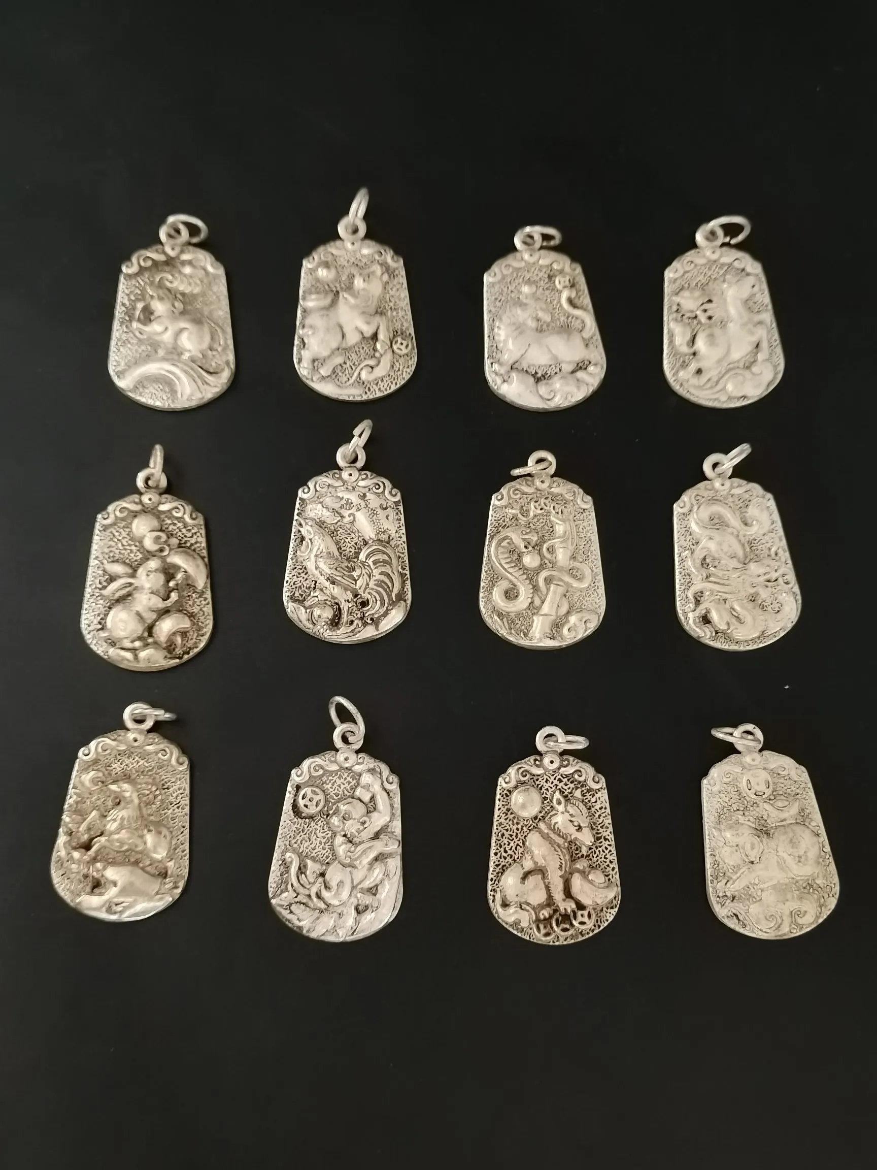 Silver 12 Zodiac key chain pendant car pendant