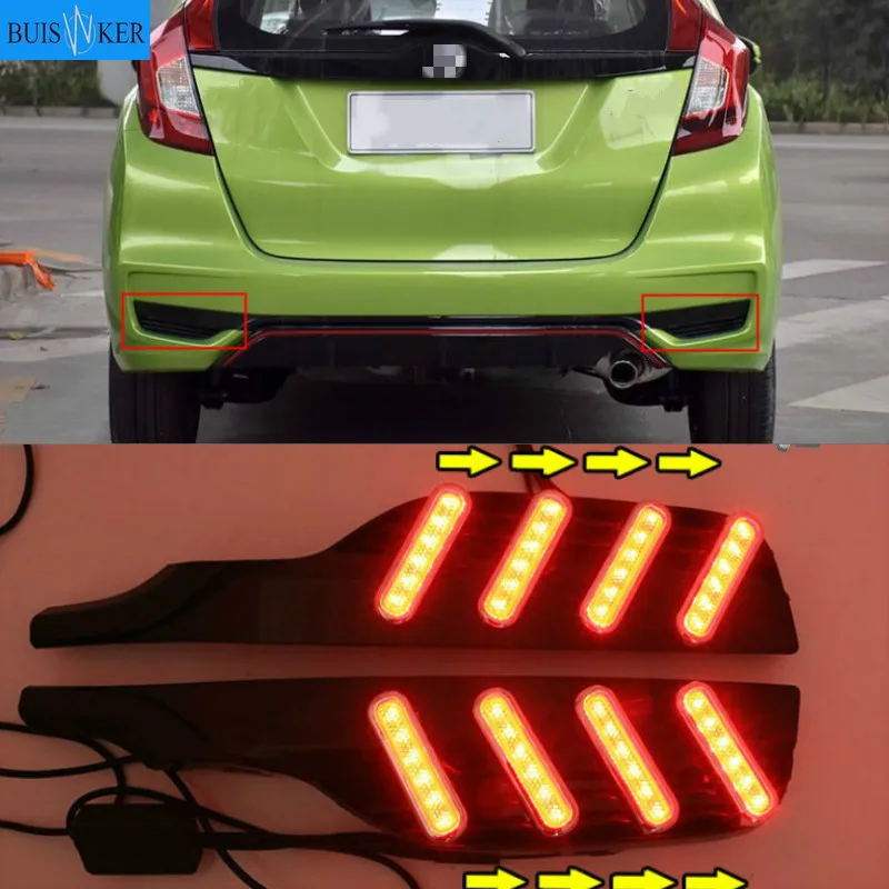 

LED Rear Bumper Light Fog Lamp Brake Light Turn Signal Reverse Light For Honda Jazz Fit 2018 Multi-functions