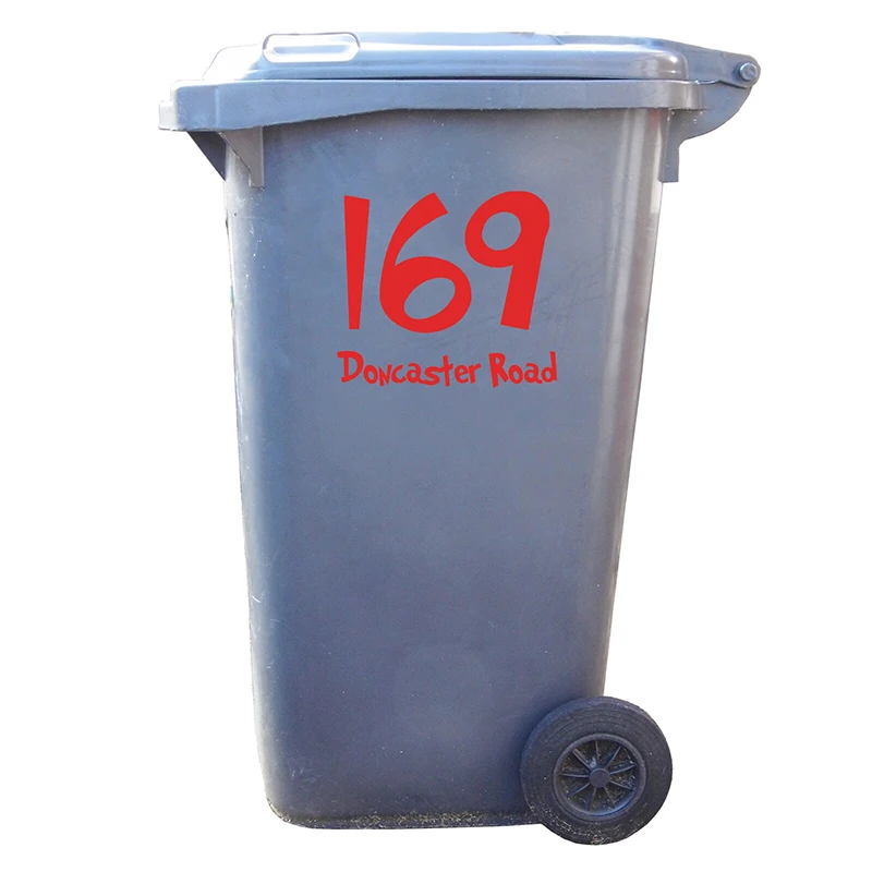 3Pcs Wheelie Bin Numbers Custom House number and street name Sticker Decal  Trash Can Rubbish Bin  Garbage wheelie bin Sticker