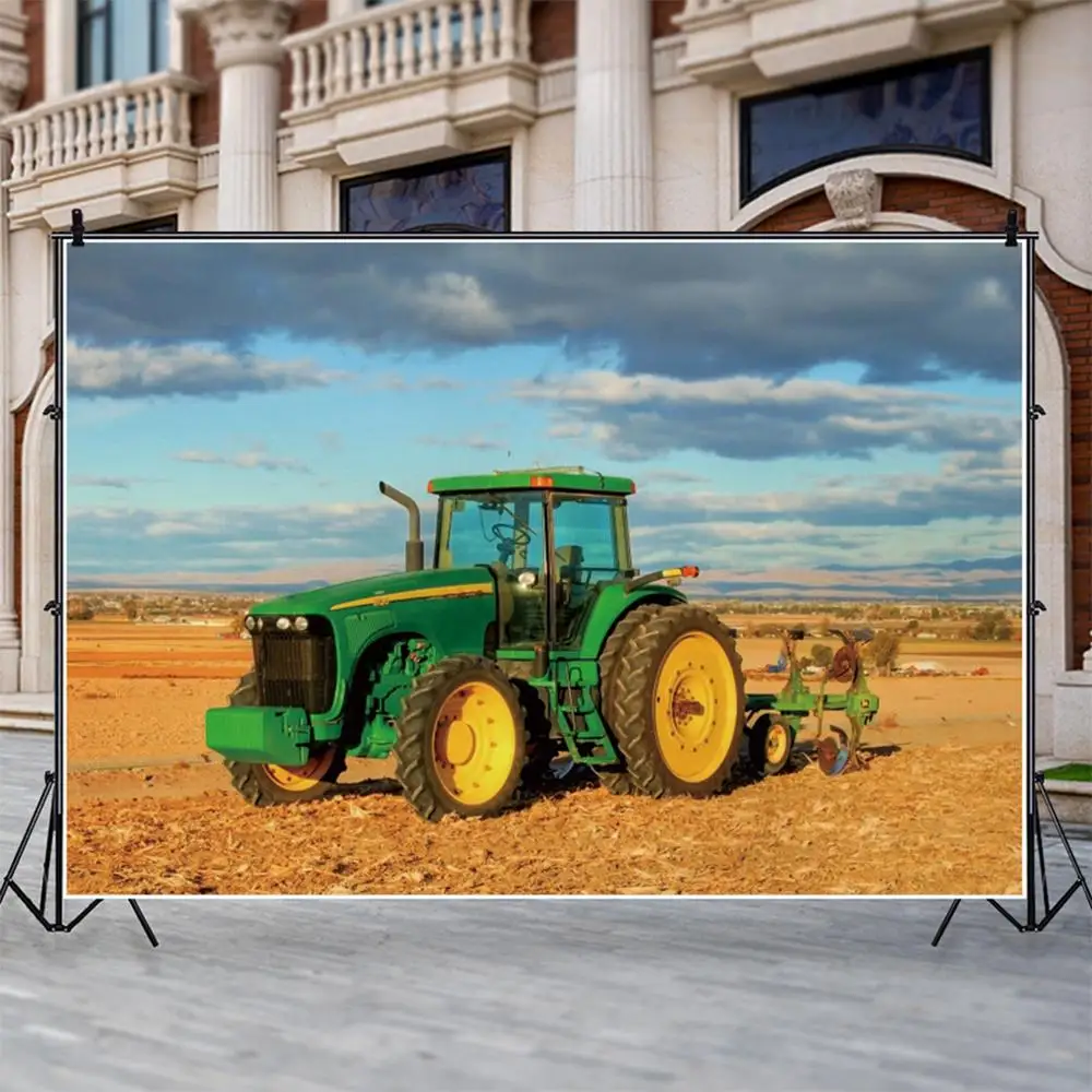 Yeele Blue Sky Cloud Rural Photography Backdrop Farmland Filed Wheat Cutting Machine Photo Studio Photocall Backgrounds Vinyl