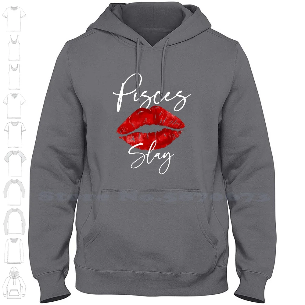 Pisces Slay February March Birthday Red Lipstick Long Sleeve Hoodie Sweatshirt March Birthday Birthday Pisces Birthday Funny