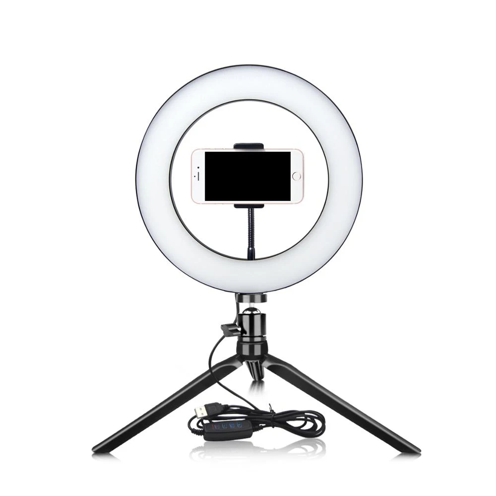 Anillo de luz Led para Selfie, iluminación de fotografía con trípode, soporte para vídeo de Youtube, 16/20/26cm