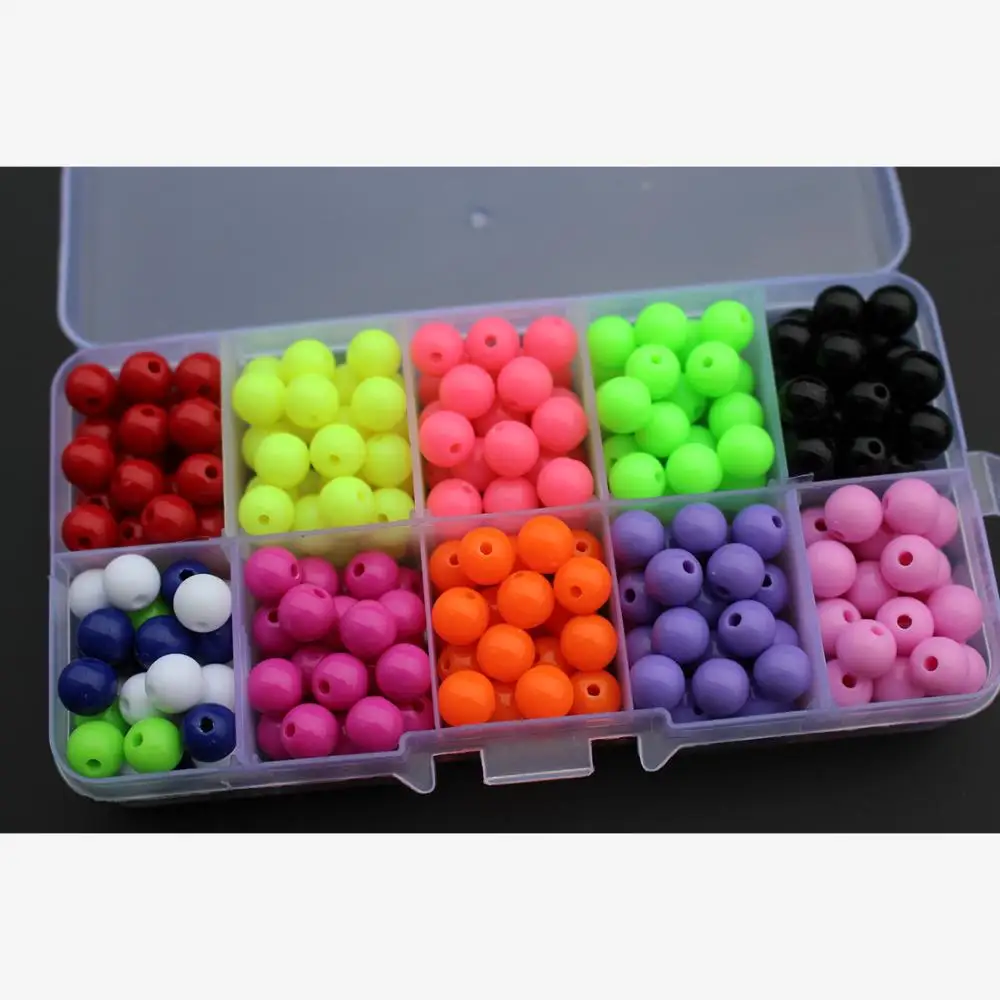 

Tigofly 300 pcs/box Plastic UV Fishing Beads 8mm Round Sinking Sea Rigs Lure Bait Fly Tying Materials Fishing Tackle