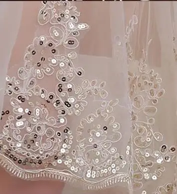 Velo de novia corto de tul champán, 2 capas, Eldow, apliques de lentejuelas, borde de encaje con peine, accesorios nupciales