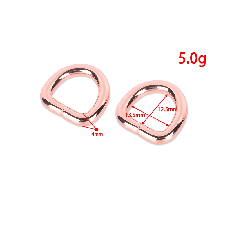 1/2 inch Rose Gold D ring, Metal D ring For DIY Purse,Handbag Hardware -5pcs