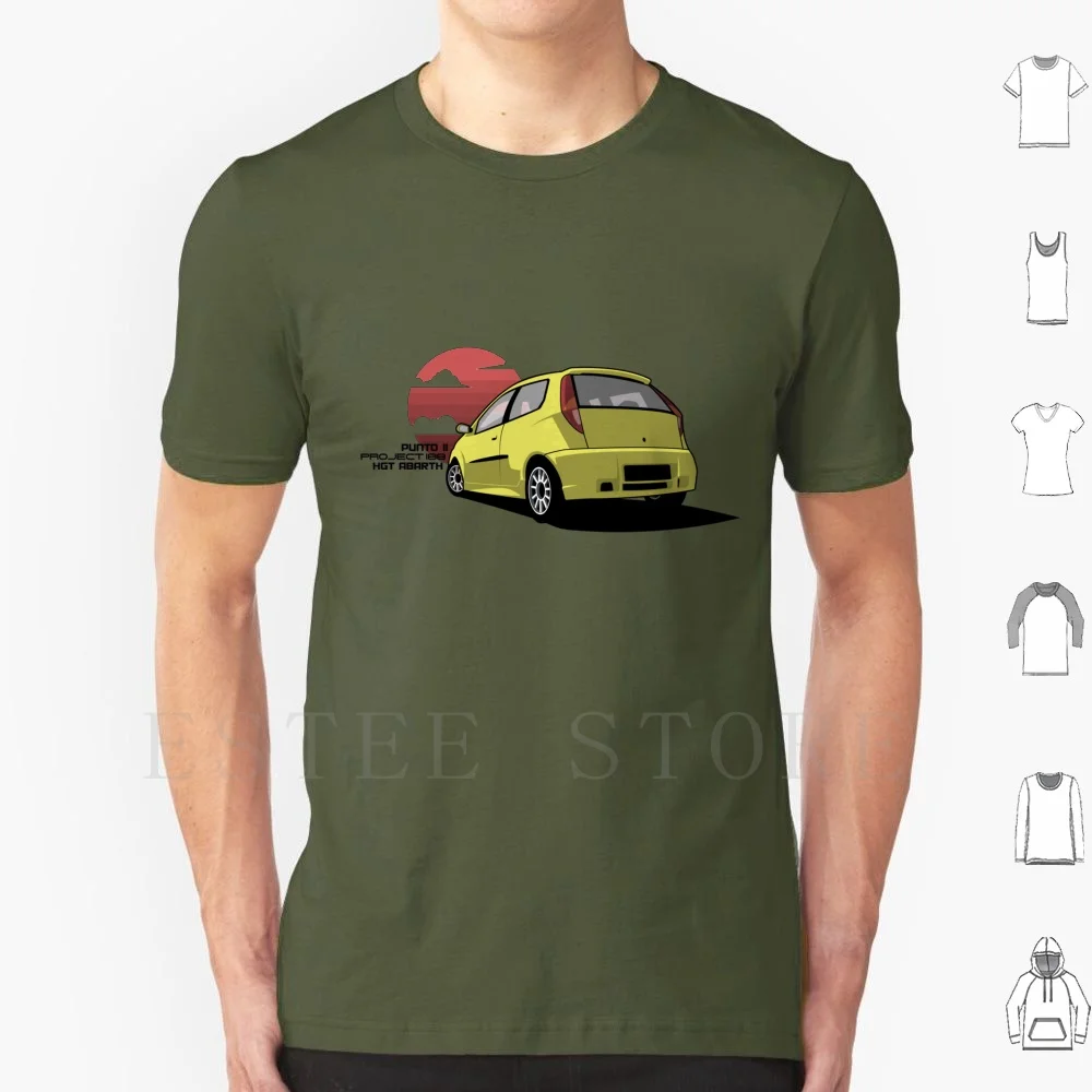 Punto T Shirt Cotton Men DIY Print Mk2 Gen 2 Punto Hatchback Abarth Yellow Sport Tuning Performance Sunset Sun Clouds