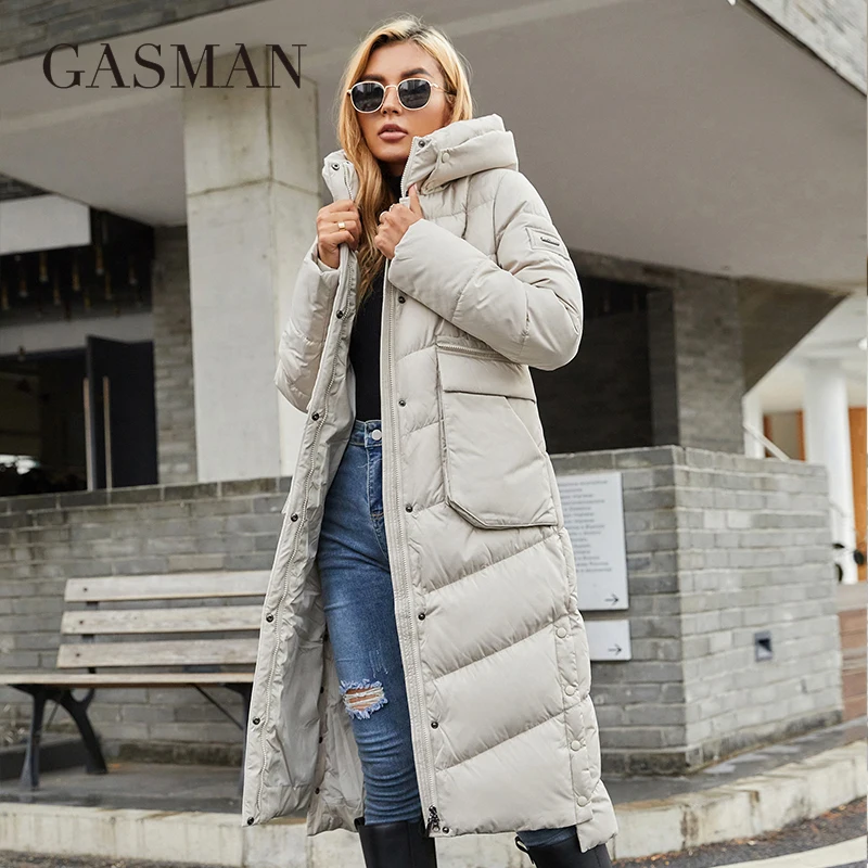 GASMAN 2022 Women\'s winter jacket Brand high quality long down jackets female Big pocket zipper Stand-up collar warm parka 21362