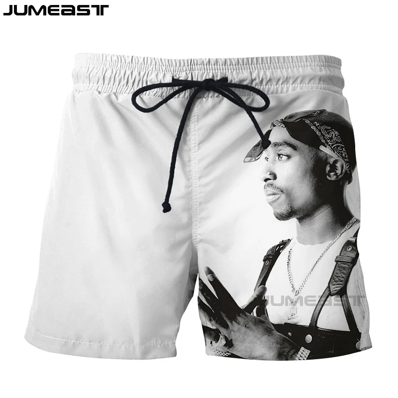 Jumeast Men Women 3D Superstar Tupac Oversized Streetwear Board Shorts Fashion Summer Beach Casual Sweatpants Short Pants