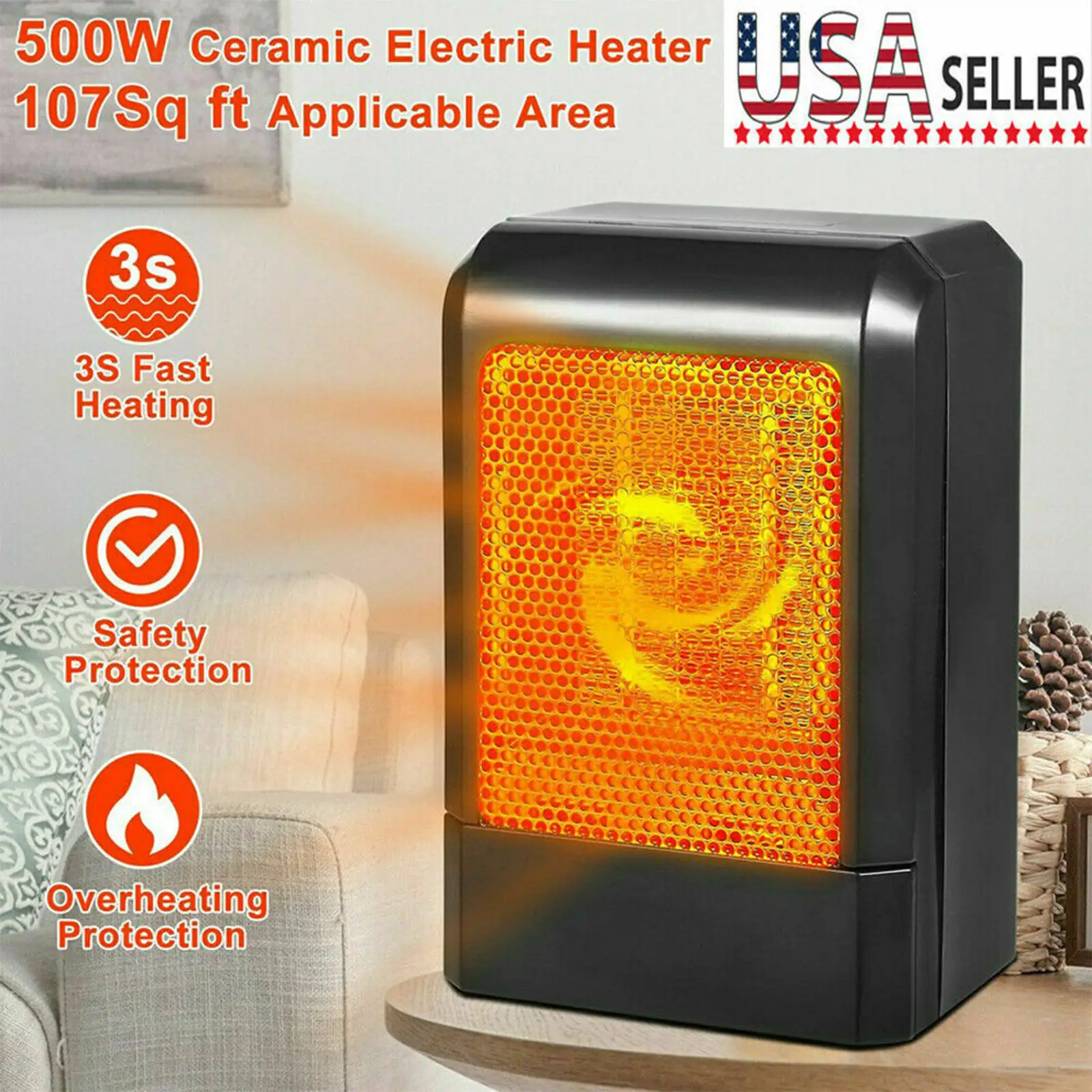 500W Mini Keramik Elektrische Heizung Hause Büro Raum Heizung Tragbare Fan Stille Winter Warm Halten Ausrüstung