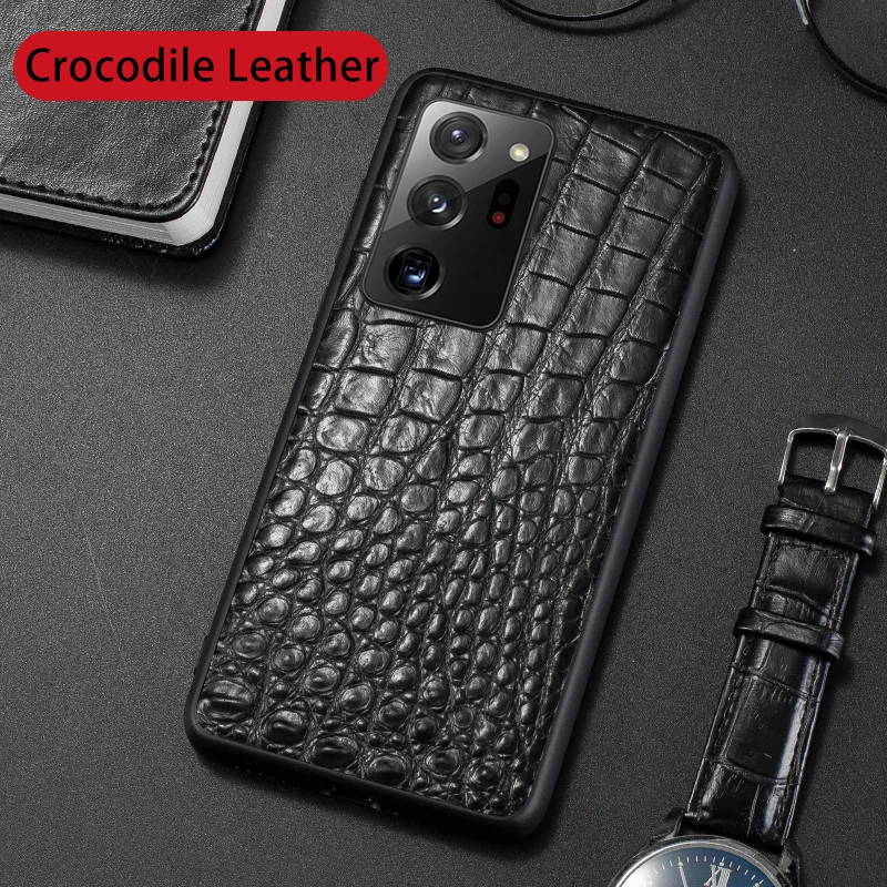 Natural Crocodile Leather Phone Case For Samsung Galaxy Note 20 10 9 8 S20 S21 S22 Ultra S9 S10 Plus Luruxy Alligator Tail Cover