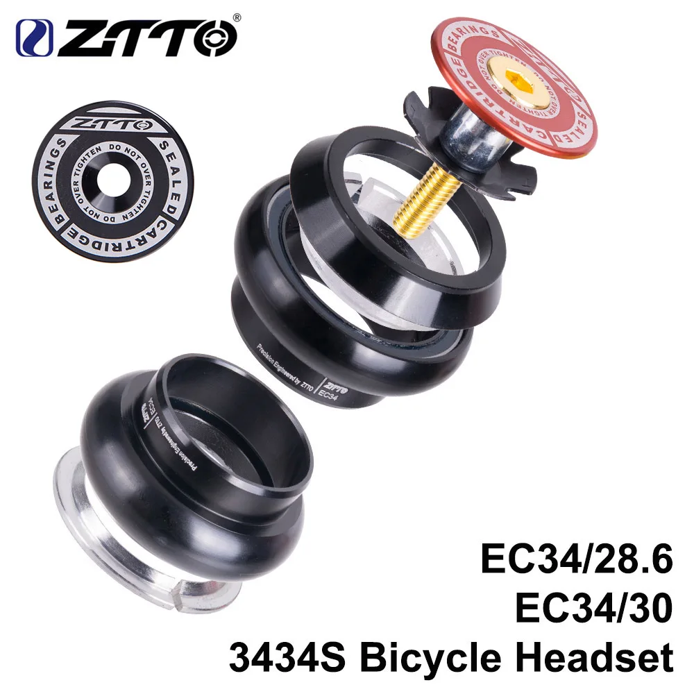 ZTTO 3434S MTB Fahrrad Rennrad Headset 34 mm EC34 CNC 1 1/8 28,6 Gerade Rohrgabel Internes 34 Konventionelles Gewindeloses Headset