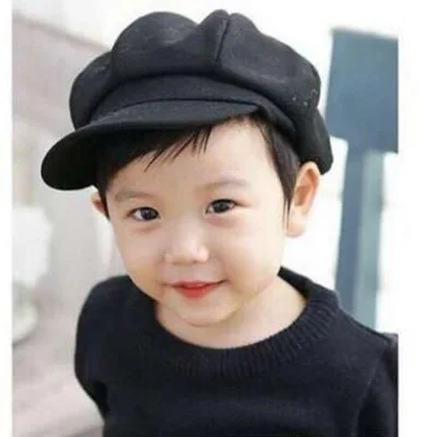 Toddler Baby Beret Hat for Boys Girls Children Newsboy Flat Cap Casquette Spring Autumn Solid Red Black Gray 2-6Y