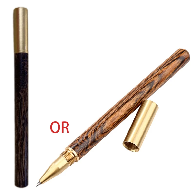 Vintage Wood Body Ballpoint Pen Ball Pens Brass Ball Roller Pen Metal Cap Stationery School Supplies