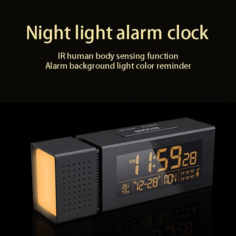 

Digital Multifunctional Alarm Clock Sound and Light Alarm Digital Clock Household Night Light IR Human Body Induction Function